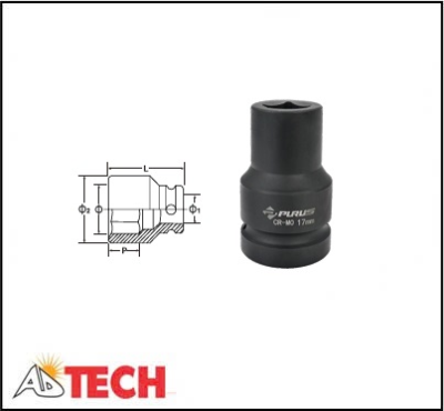 Đầu tu&yacute;p socket 4 cạnh hệ m&eacute;t 1 inch 17 mm Purus 20900