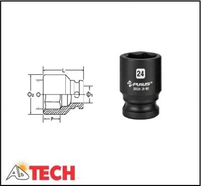 Đầu tu&yacute;p socket 6 lỗ hệ m&eacute;t 1/2 inch 8 mm Purus 20508