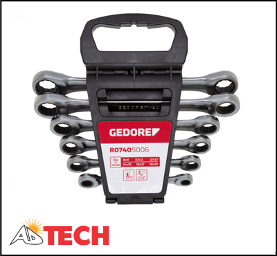 Bộ cờ l&ecirc; hai đầu v&ograve;ng tự động 6 chi tiết 8-19 mm Gedore R07405006