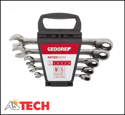 Bộ cờ l&ecirc; v&ograve;ng miệng tự động đảo chiều 5 chi tiết 8-19 mm Gedore R07205005