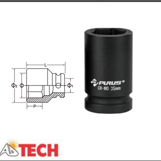 Đầu tu&yacute;p socket 6 cạnh hệ m&eacute;t 1 inch 46 mm Purus 20946