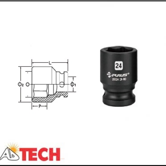 Đầu tu&yacute;p socket 6 cạnh hệ m&eacute;t 1/2 inch 13 mm Purus 20513