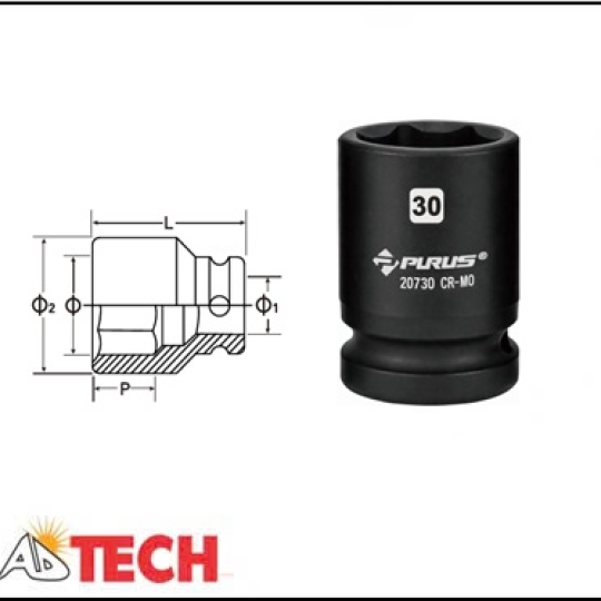 Đầu tu&yacute;p socket 6 cạnh hệ m&eacute;t 3/4 inch 24 mm Purus 20724