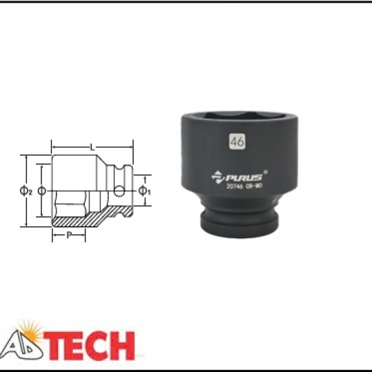 Đầu tu&yacute;p socket 6 cạnh hệ m&eacute;t 3/4 inch 52 mm Purus 20752