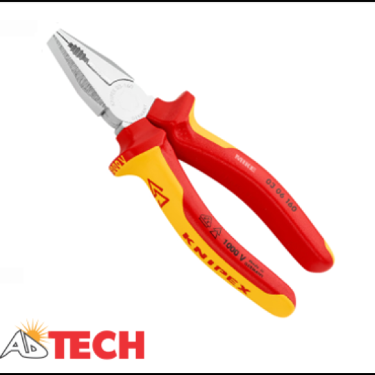 K&igrave;m đa năng 180mm Knipex 03 06 180 c&aacute;n bọc VDE 2K, mạ chrome