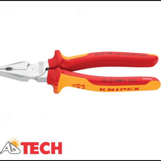 K&igrave;m đa năng 200mm Knipex 02 06 200 c&aacute;n bọc VDE 2K, mạ chrome